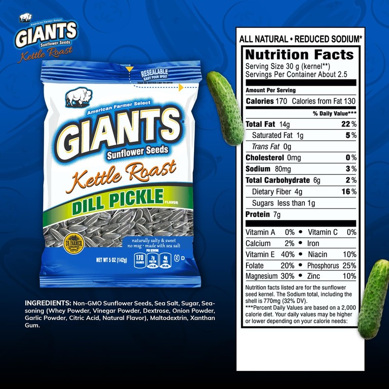 GIANTS Kettle Roast Dill Pickle Sunflower Seeds - Sunflower Seeds Bulk, Big S... gallery