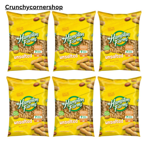 6 PACK - Hampton Farms Unsalted In-Shell Peanuts (5 lbs.) Total 30 lbs