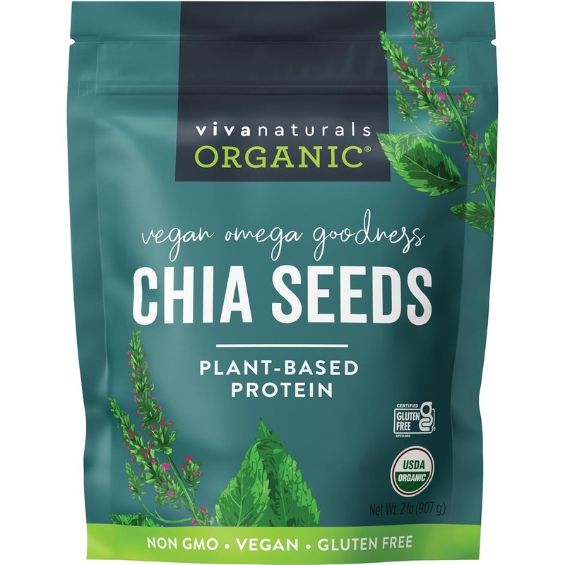 Organic Chia Seeds 2 LBs - Plant-Based Omega-3 and Vegan Protein, Non-GMO Chi...