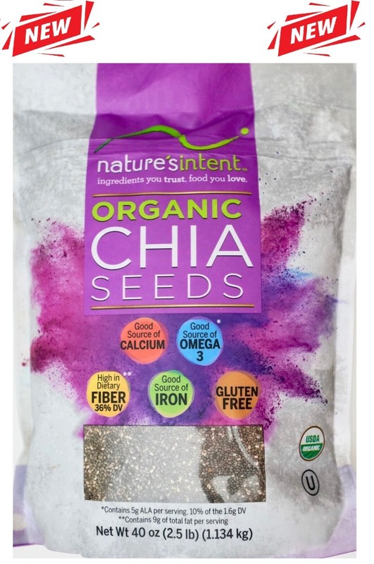 NEW Nature’s Intent USDA Organic Chia Seeds Gluten-Free 40 Ounces Free Shipping