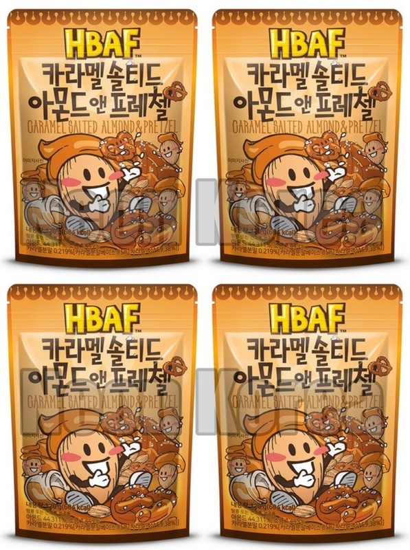 HBAF Caramel Salted Almond & Pretzel 120g 4/6 Pack Korean Snack Sweet Nuts Bulk