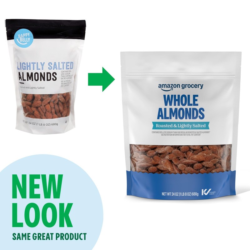 Amazon Grocery, Whole Almonds, Roasted & Lightly Salted, 24 ounce (pack of 1) gallery