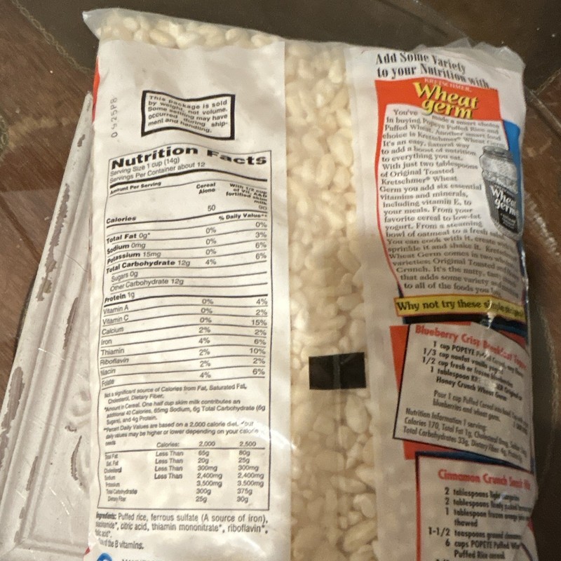Popeye Puffed Rice Puffed Cereal, 12 Servings, 50 Cal/Serving, 1 Cup gallery
