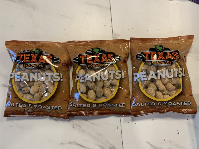 Texas Roadhouse Roasted Salted Peanuts Fresh Lot of 3 Bags April 2027 4oz Each