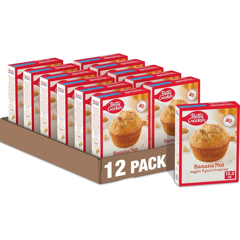 Betty Crocker Banana Nut Muffin and Quick Bread Mix, 12.3 ounce (Pack of 12)