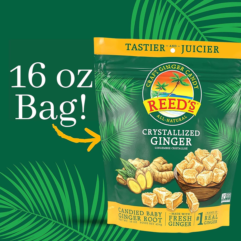 , Crystallized Ginger, All Natural Baby Ginger Root Sweetened with Raw Cane Suga gallery