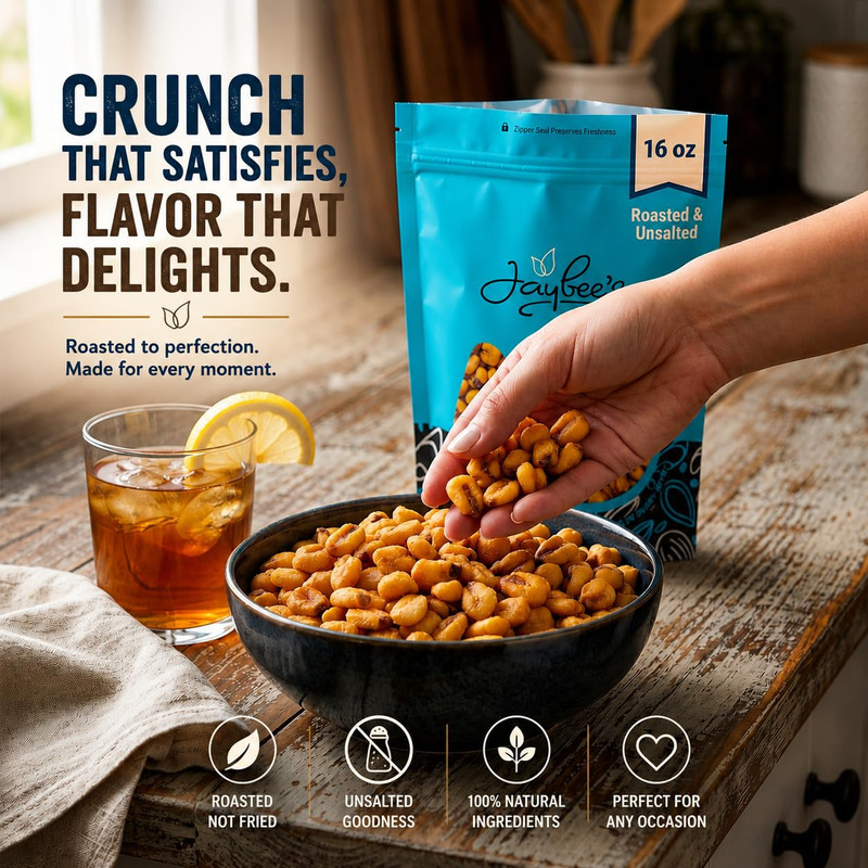 Jaybee’s Roasted Corn Nuts Unsalted 1 Pound - Crunchy Roasted Corn Snack, No Add gallery