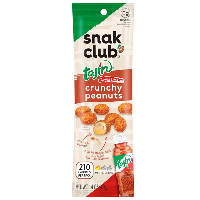 Snak Club Crunchy Peanuts, Tajin Chile Lime Peg Bag, 1.4 oz, 12 ct gallery