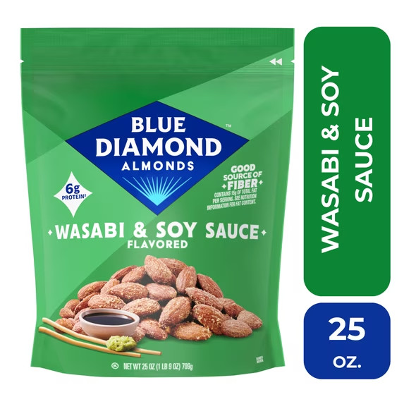Blue Diamond Bold Wasabi Soy Sauce Almonds 25 oz Flavored Snack Nuts gallery