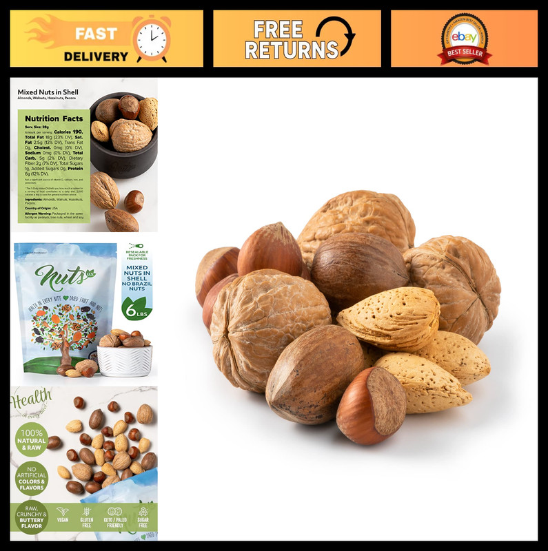 Mixed Nuts In Shell – Almonds, Walnuts, Hazelnuts, Pecans | No Artificial Flavor