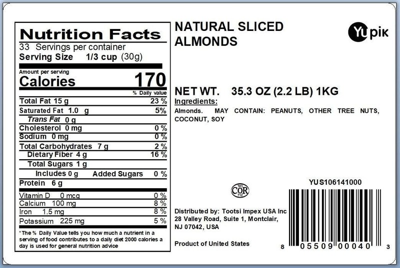 Sliced California Almonds with Skins, 2.2 lb, Unblanched, Gluten-Free, Kosher... gallery