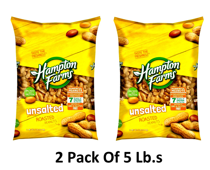 2 PACK Hampton Farms Unsalted In-Shell Peanuts 10 lbs. TOTAL – FAST SHIPPING