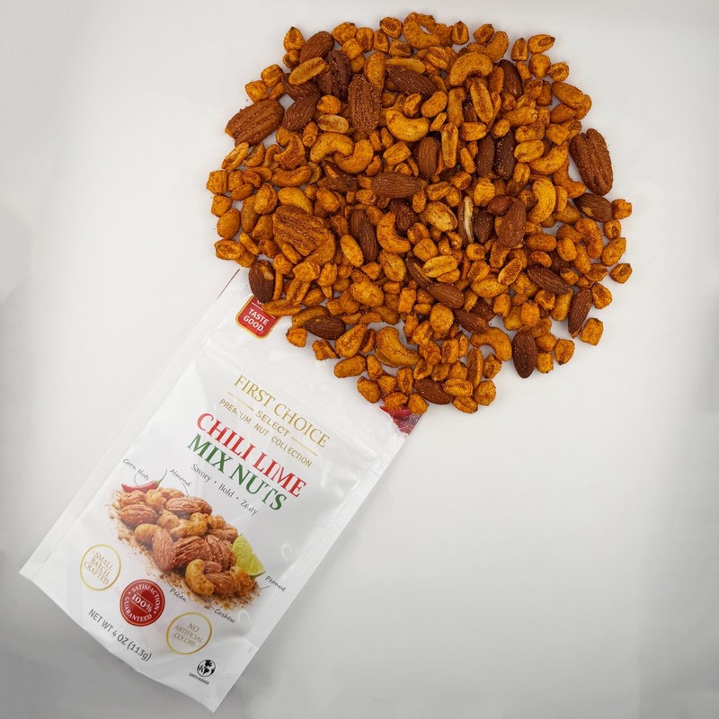 FirstChoiceCandy Chili Lime Mix Nuts (Almond,Corn Nuts,Pecan,Cashew &Peanut) 4Oz gallery