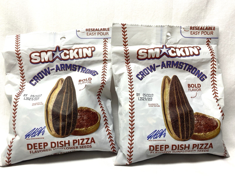 Lot 2 Pkgs NEW Smackin’ Sunflower Seeds Pete Crow-Armstrong PCA Deep Dish Pizza gallery