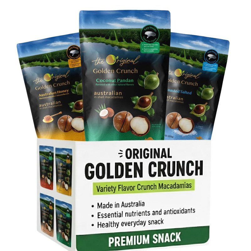 Golden Crunch In-Shell Macadamias 225G - Premium Australian Macadamia Nuts with
