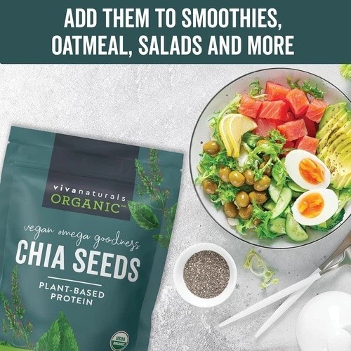 Organic Chia Seeds 2 LBs - Plant-Based Omega-3 and Vegan Protein, Non-GMO Chi gallery