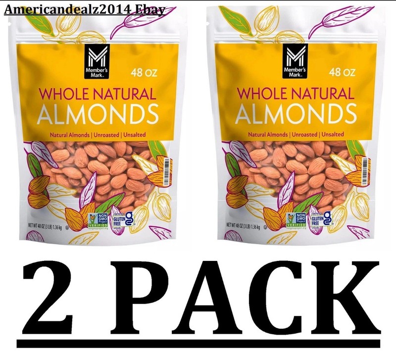 2 PACK – Member’s Mark Natural Whole Almonds (3 lbs each) Total 6 lbs. FRESH