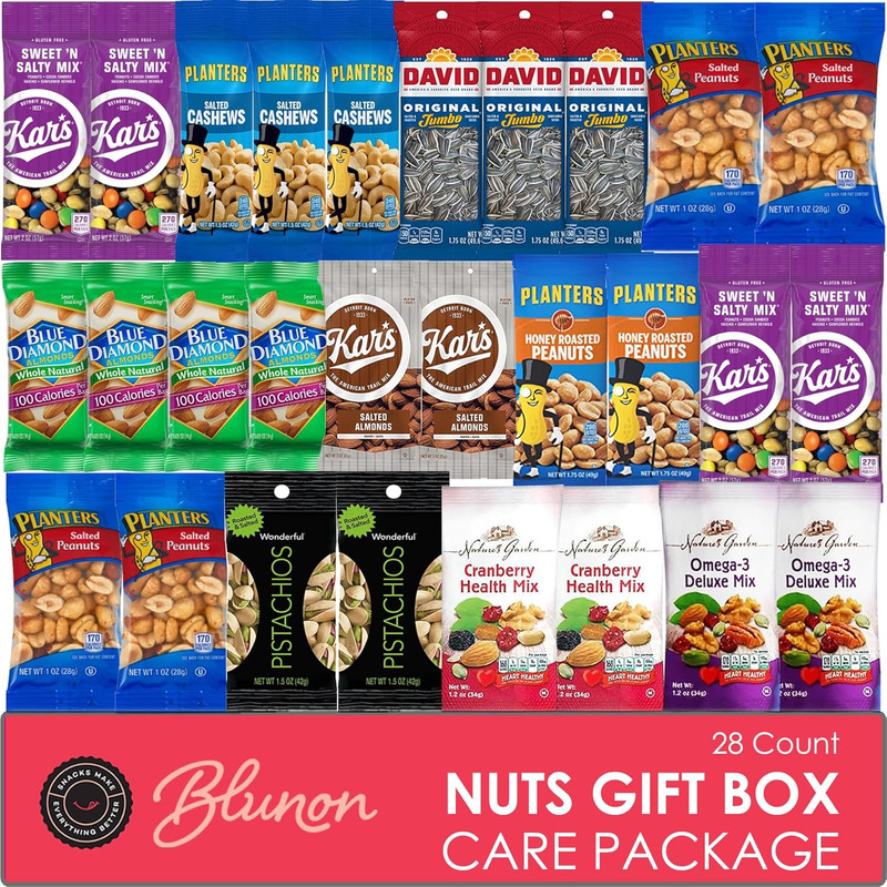 Nuts Snack Packs Mixed Nuts and Trail Mix Individual Packs Healthy 28 Count