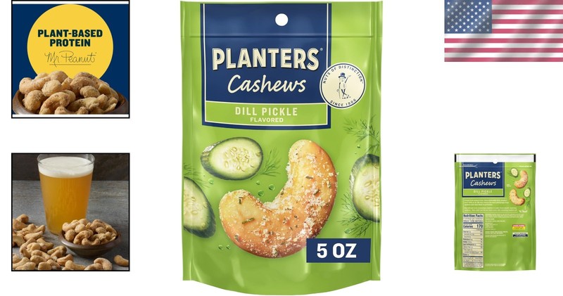 Delicious Dill Pickle Cashew Snack Packs - 5 Oz Portable Packs for Travel gallery