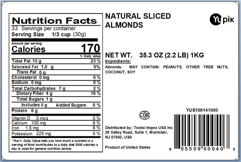 Sliced California Almonds with Skins, 2.2 lb, Unblanched, Gluten-Free, Kosher... gallery