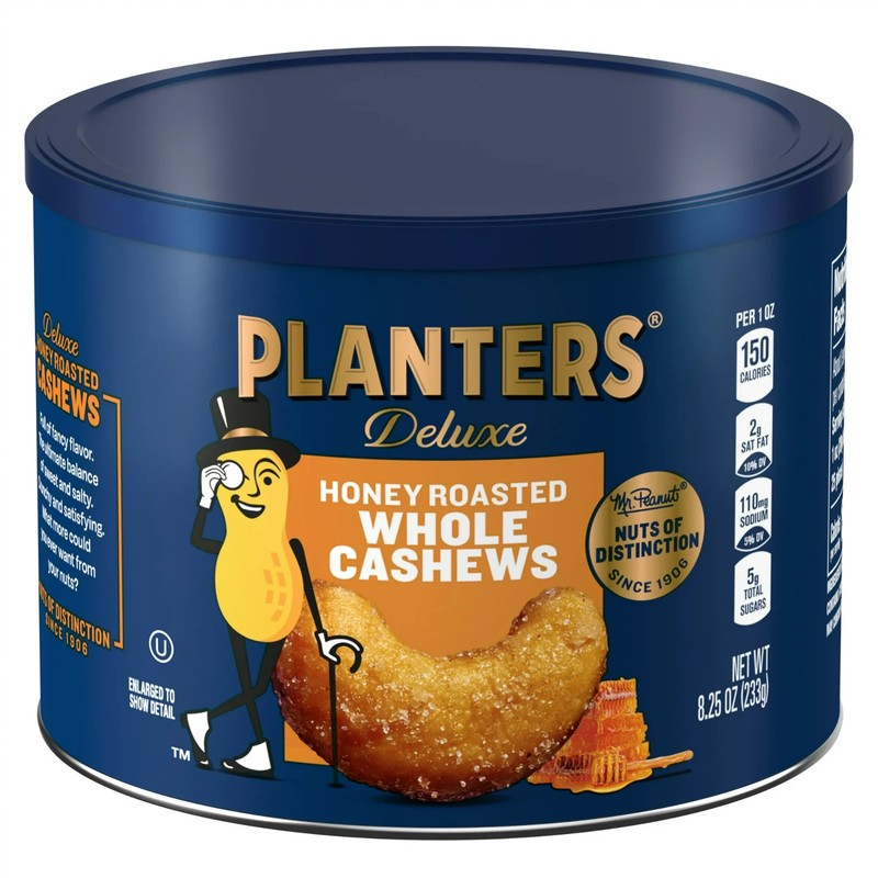 PLANTERS Deluxe Honey Roasted Whole Cashews Sweet & Salty 8.25oz Can gallery