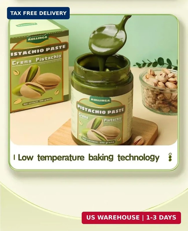 AULLINGA Premium Creamy Pistachio Paste Mixed Cashew Nuts for Baking, 17.6 oz (5 gallery