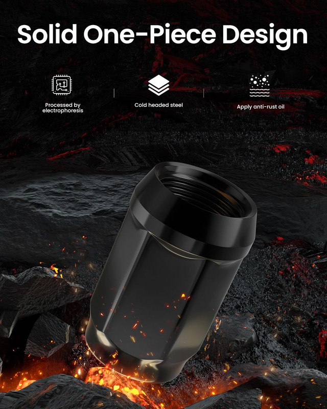 1/2X20 Black Lug Nuts, 1/2-20 Closed End Bulge Acorn Lug Nuts 3/4 Inch 19Mm Hex gallery