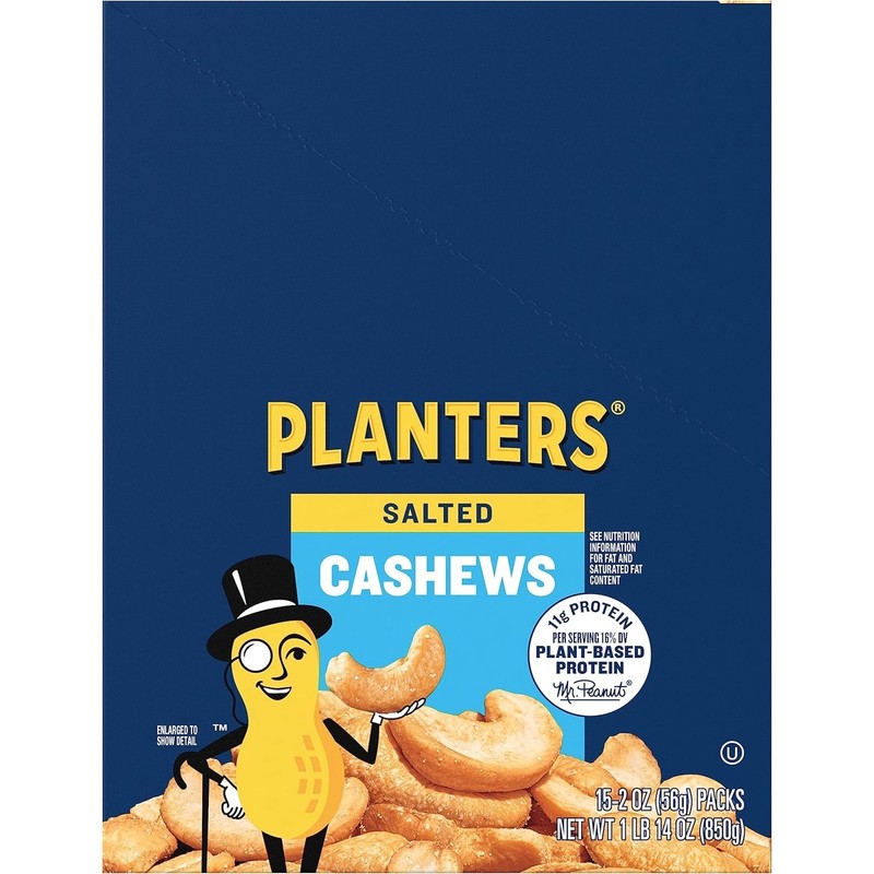 Pack of 15 Salted Cashew Nuts, 2 oz Individual Portions for Easy Snacking gallery