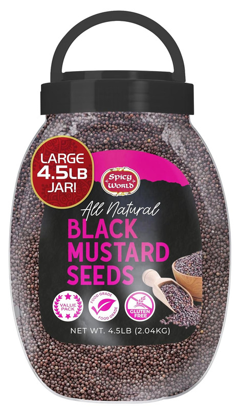 Black Mustard Seeds Whole 4.5 LB Bulk Jar – All Natural, Gluten Free, 100% Pure,