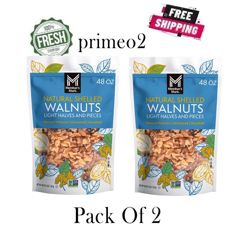 2 pack Member's Mark Natural Shelled Walnuts, 3 lbs - total 6 lbs