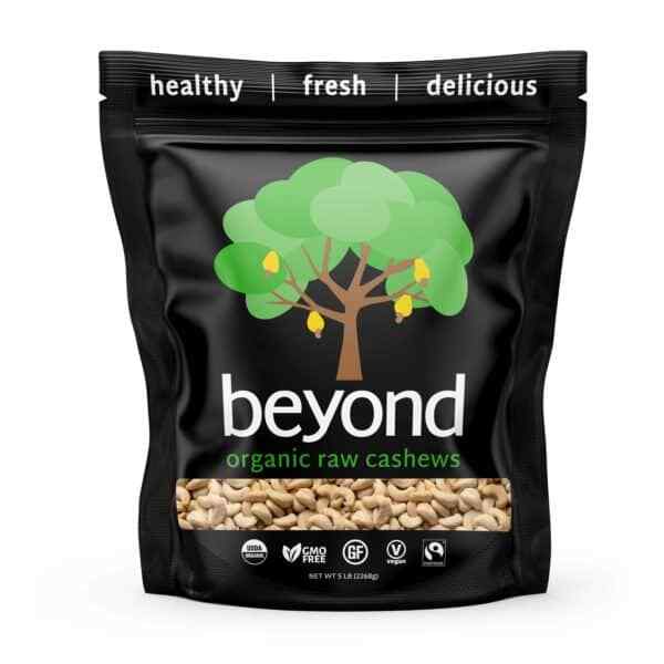 RAW ORGANIC CASHEW WHOLES -5 LB by beyond (Organic, Non-GMO, Fairtrade,