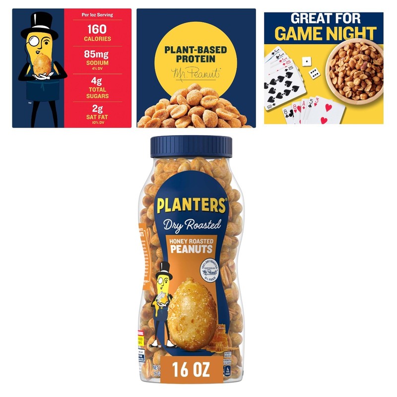 16oz Jar of Sweet and Salty Honey Roasted Peanuts – Plant-Based Protein Snack