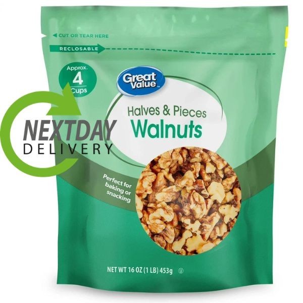 Great Value Walnuts Halves & Pieces, 16 Oz