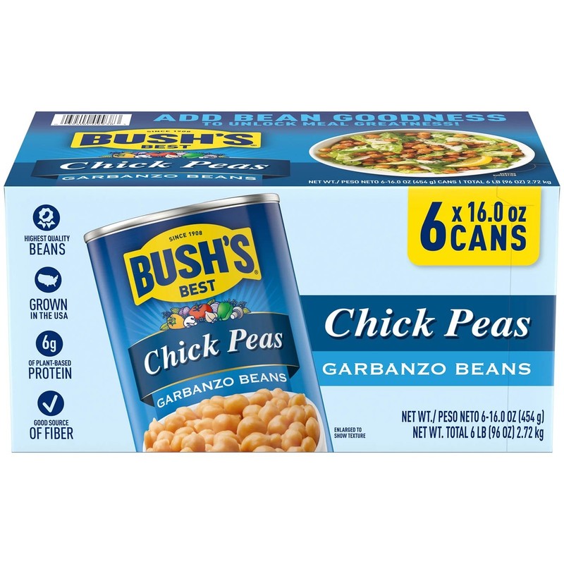 Bush’s Best Fancy Garbanzo Beans, 16 Ounce (Pack of 6)
