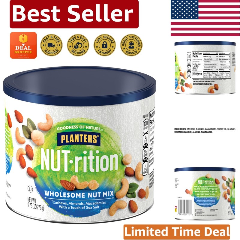 9.75 oz NUT-Rition Wholesome Nut Mix: Delicious Cashews, Almonds, Macadamias