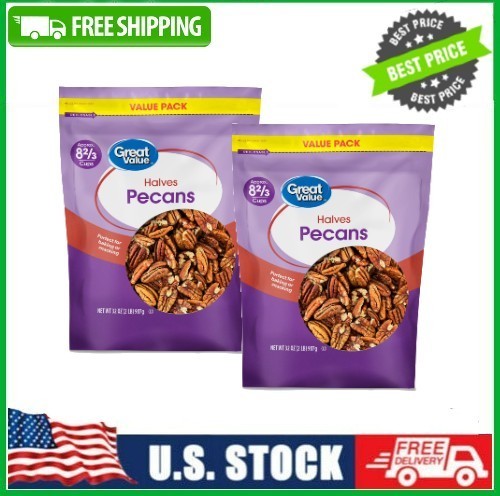 2 PACK Great Value Pecan Halves, 32 oz