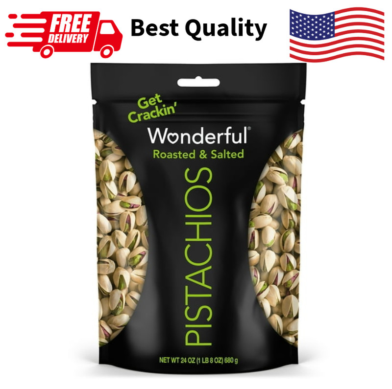 Wonderful Pistachios In Shell Roasted Salted 24oz Bag Snack Nuts Crunchy Bulk