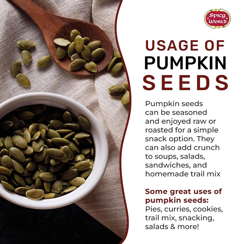 Raw Pumpkin Seeds 5 LB Jumbo Bag - Shelled, AAA Grade, Unsalted, Dry, Vegan, Bul gallery
