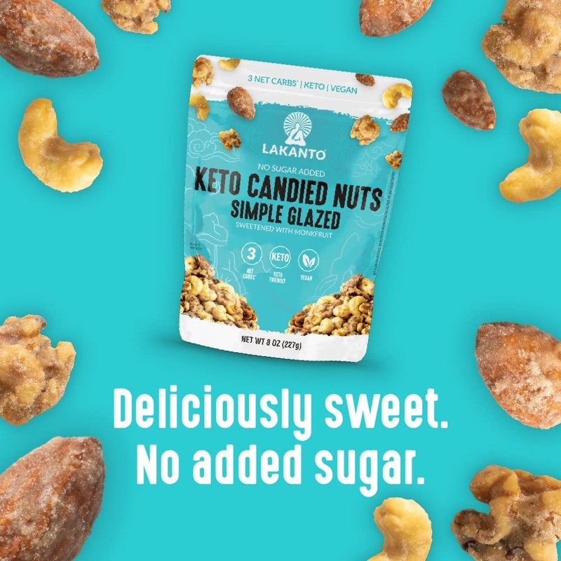 Lakanto Candied Nuts Simple Glazed - No Sugar Added, Sweetened with Monk Frui... gallery