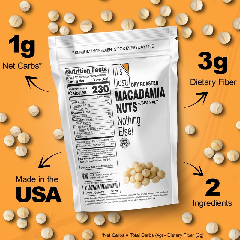 It's Just - Hawaiian Macadamia Nuts 1.5lbs Small Batch Dry Roasted in USA Lig... gallery