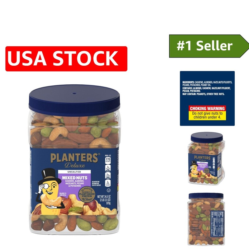 34.5 oz Resealable Mixed Nuts - Kosher Blend of Pistachios, Cashews & Almonds