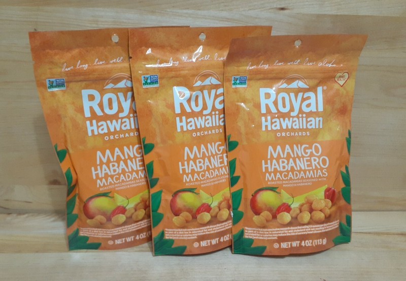 3 BAGS: ROYAL HAWAİİAN ORCHARDS MANGO HABANERO MACADAMIAS non-GMO USDA KOSHER 4z