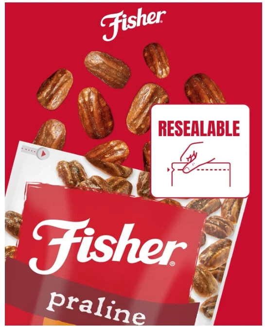 Fisher Snack Praline Pecans, 5.5 oz Resealable Pouch gallery