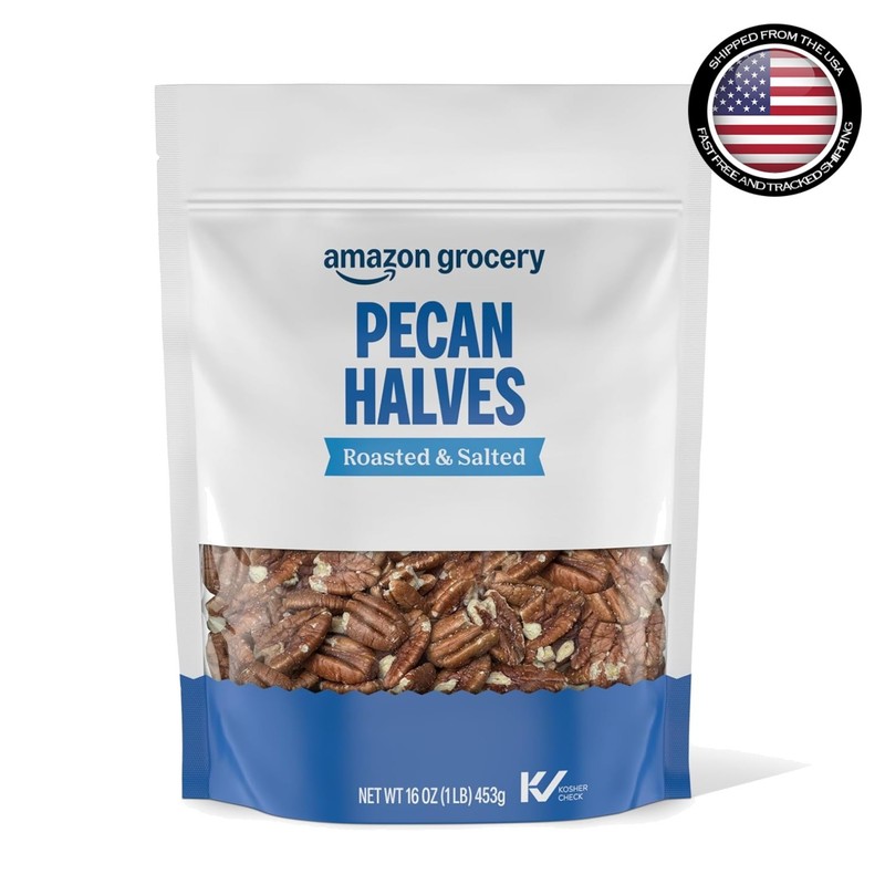 16 Oz Bag of Roasted & Salted Whole Pecan Halves – Healthy Indulgence