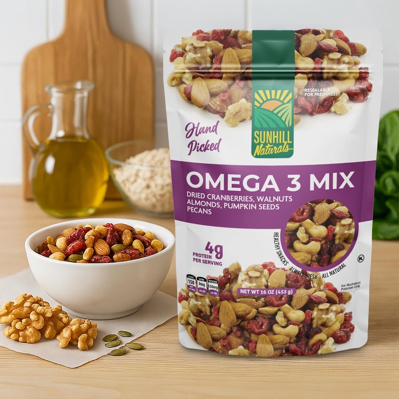 Omega 3 Trail Mix Nuts Seeds Dried Cranberries Heart Healthy Snack 14oz gallery