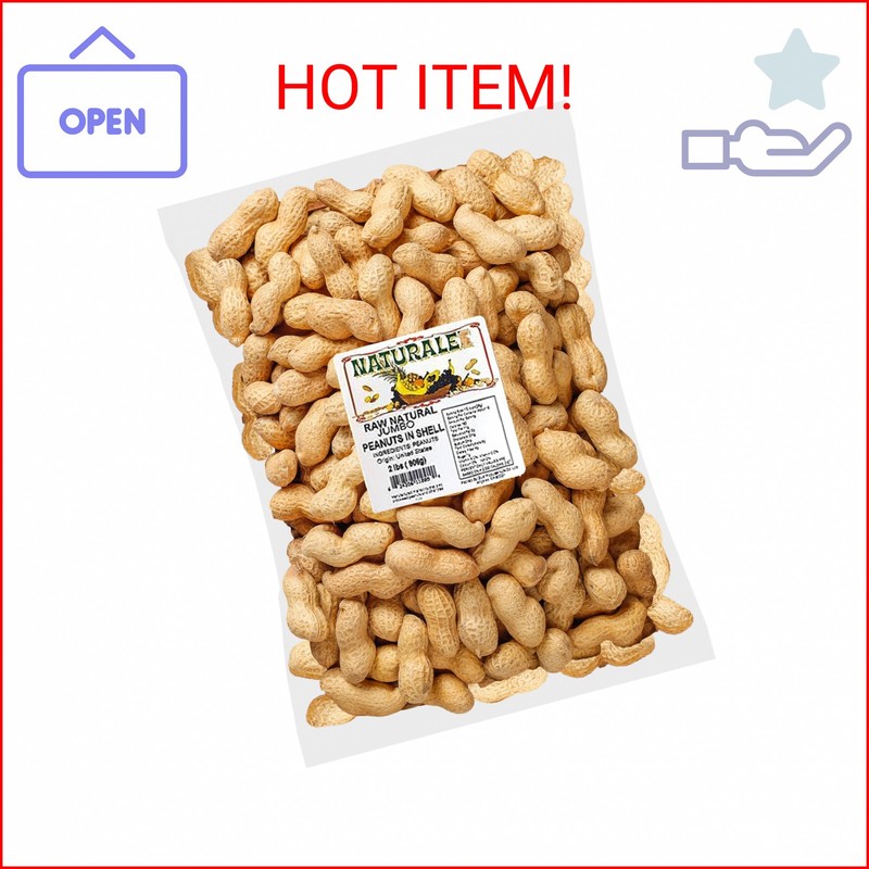 Naturalee Peanuts, Plain In Shell 2 lbs - Raw, Unsalted - Natural Healthy Snack,