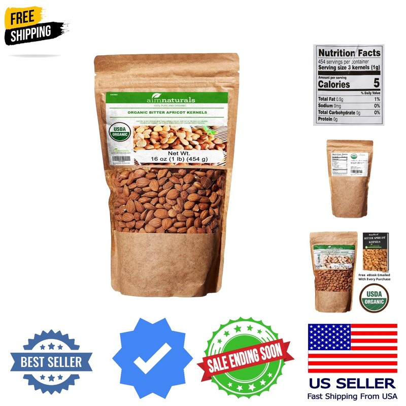 Bitter Apricot Kernels Organic Raw 1LB - USDA Organic Certified – Product of ...