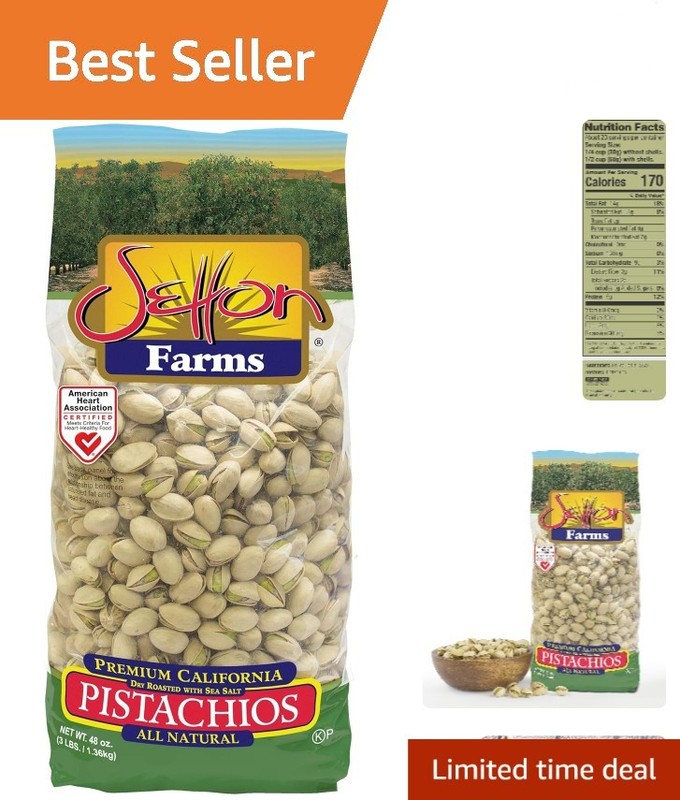 New Setton Farms In-Shell Pistachios – Roasted & Salted, 3 Lb Bag, Kosher Snack