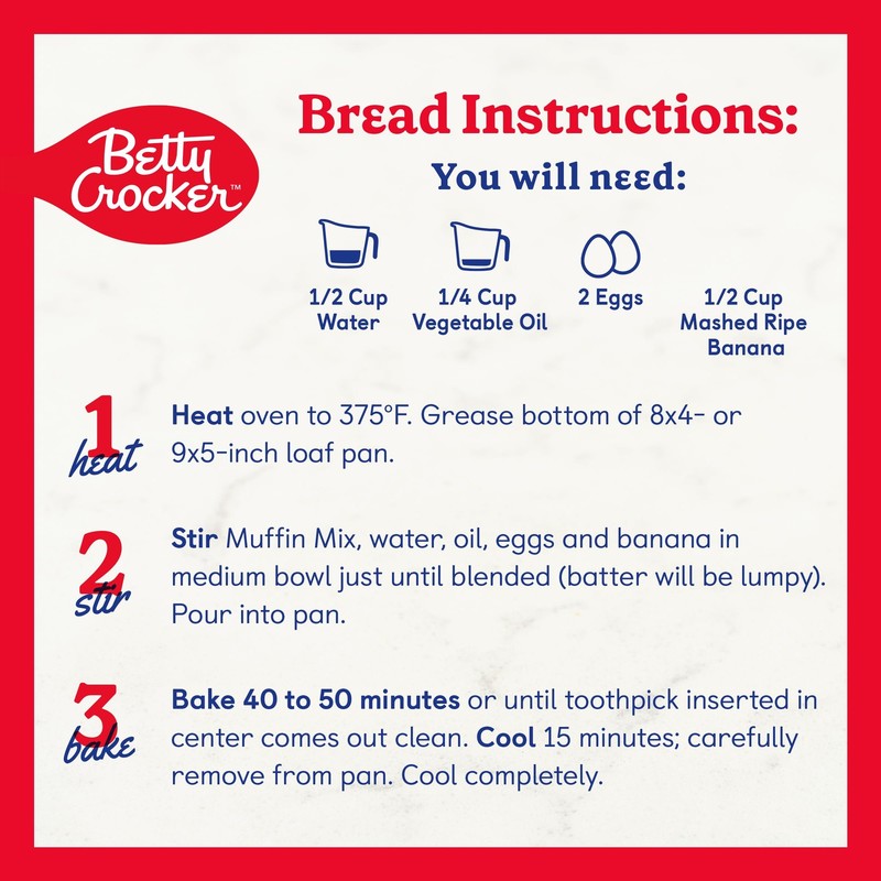 Betty Crocker Banana Nut Muffin and Quick Bread Mix, 12.3 ounce (Pack of 12) gallery