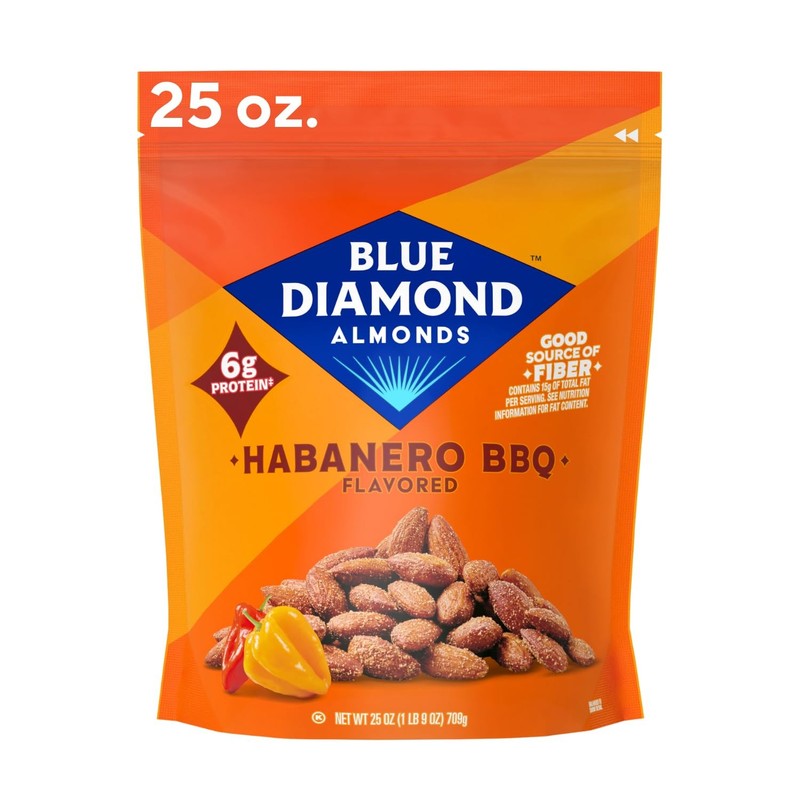 Blue Diamond Almonds Habanero BBQ Flavored Snack Nuts, 25 Oz Resealable Bag (Pac